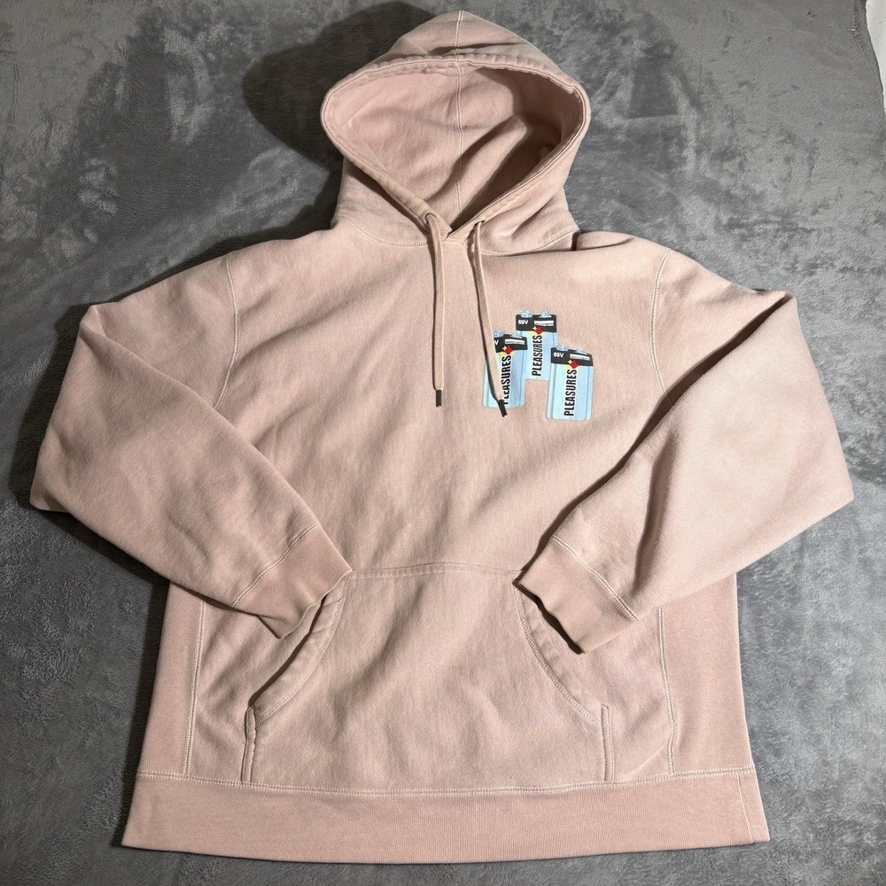 Pleasures Battery Hoodie 69 Volt Peach Hoodie DSWNT Sz XL RARE